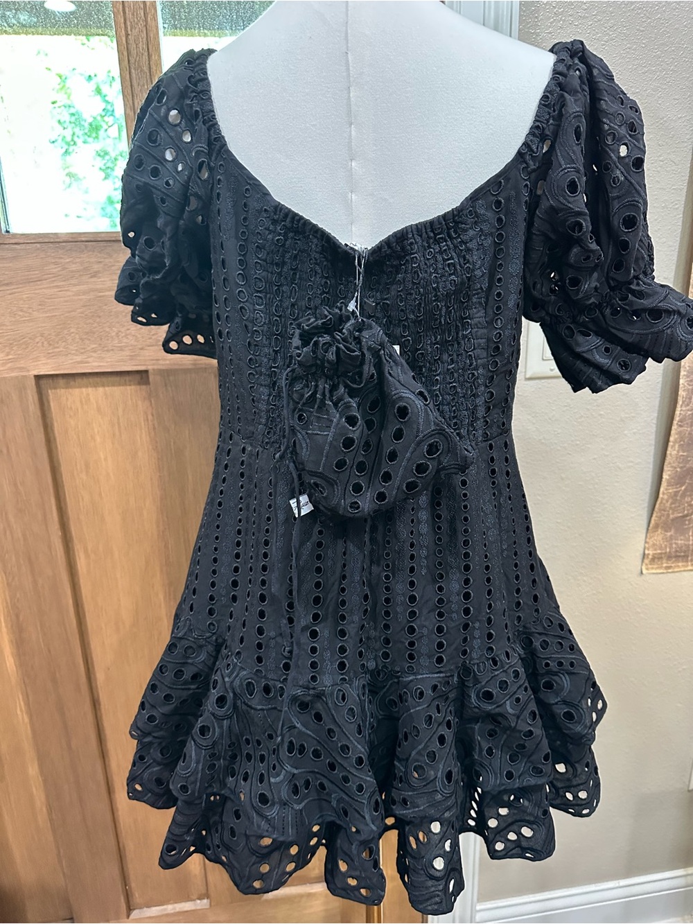 NWT Charo Ruiz Ibiza Black Eyelet Broderie Anglaise Mini Dress Size L - Picture 11 of 13